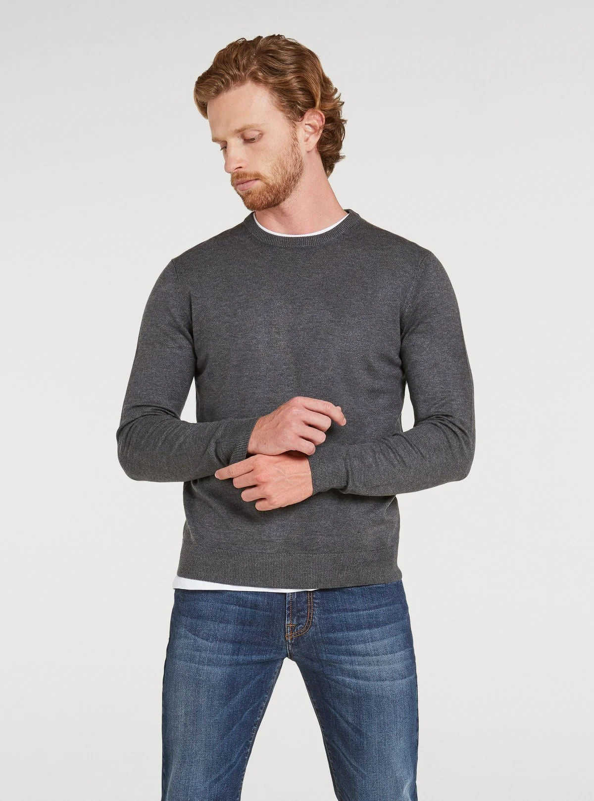 Solid color crew neck sweater