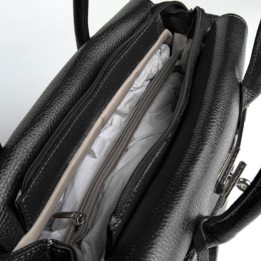 MONICA - Maxi bag in pelle stampa cocco nero