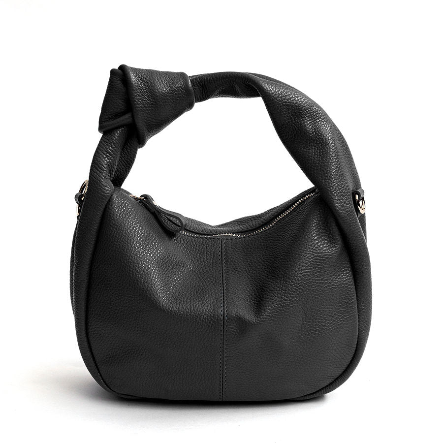KNOT - Sacca con manico nodo in pelle nero