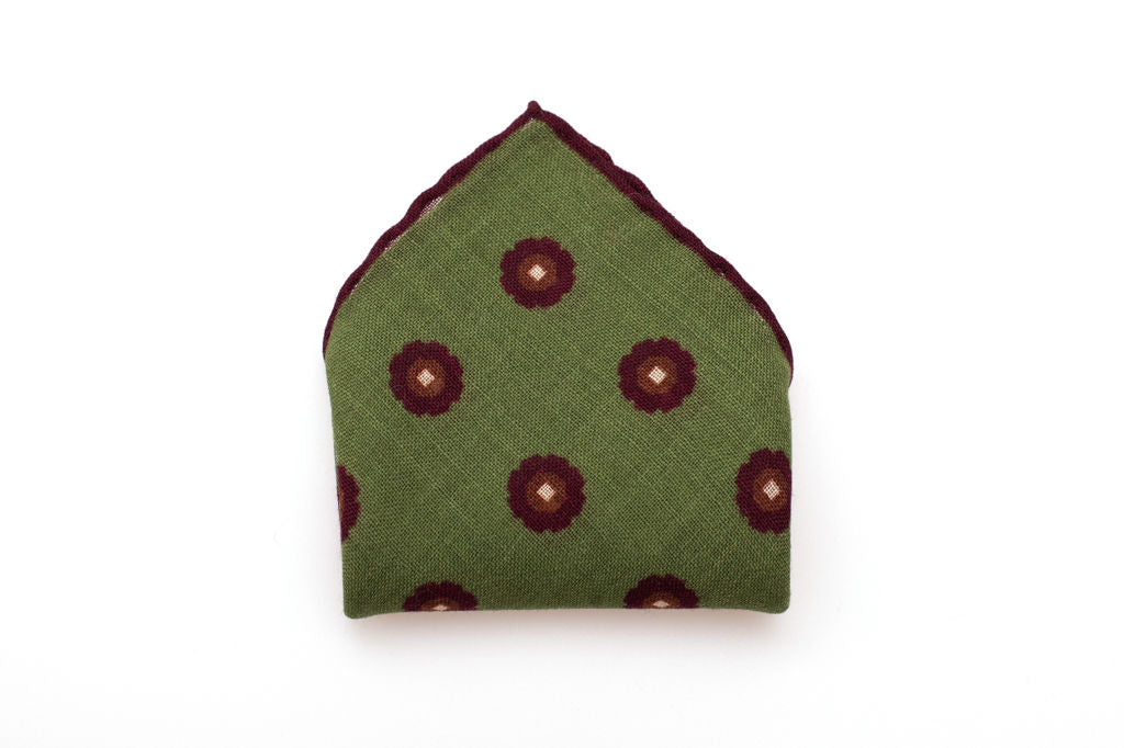 Green pure wool patterned clutch bag