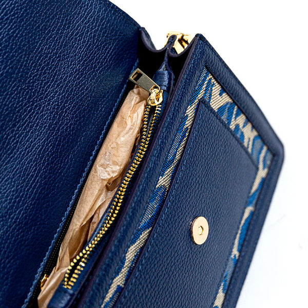 SAVANA - Blue fabric and leather postman