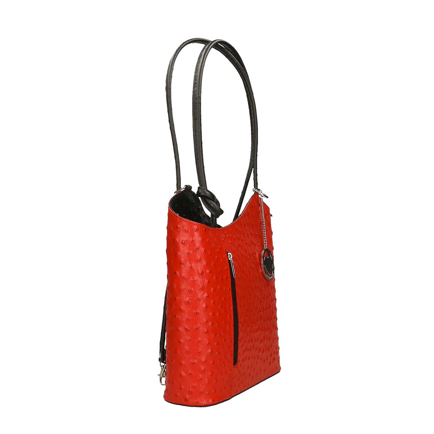 Women's Ostrich Print Leather Shoulder Bag - Cancun 3005. 