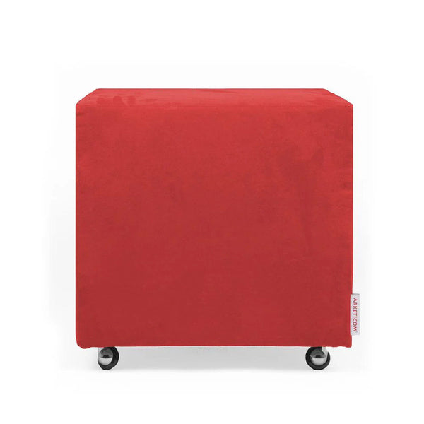 UILLS 55, Pouf Footrest with Wheels in Microfiber 55x55 h42