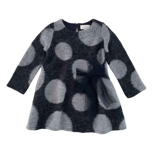 ABITO TESSUTO POIS AZZURRO CON FIOCCO