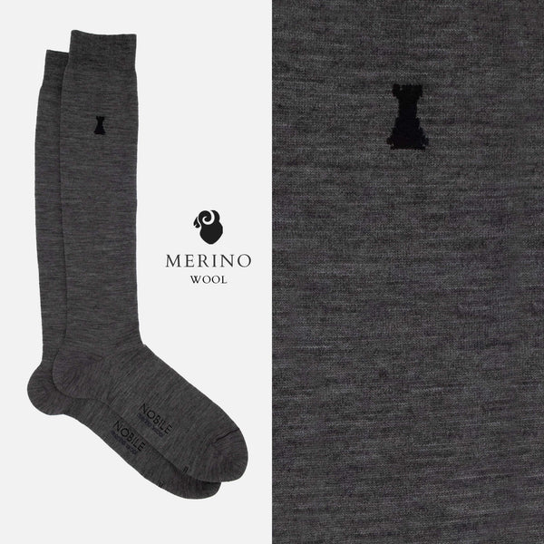 Vivaldi - Long sock in solid color Merino wool