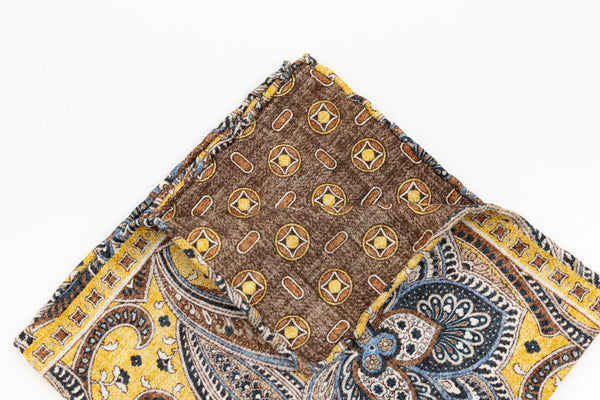 Ochre patterned clutch bag in pure silk
