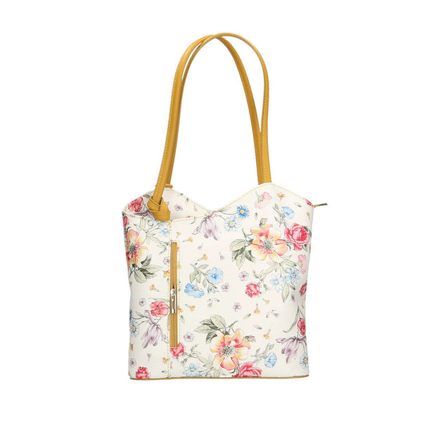 Borsa a Spalla da Donna Fantasia Floreale in Pelle - 27x30x9 cm - 80056