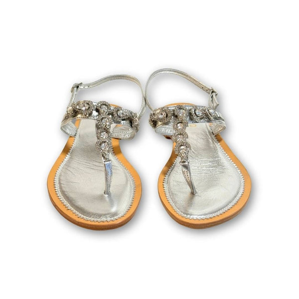 MastroDomenico Women's Handmade Sandals - Marble Silver 