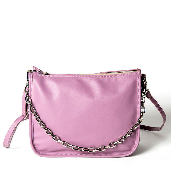 POLLY - Mauve nappa leather postman