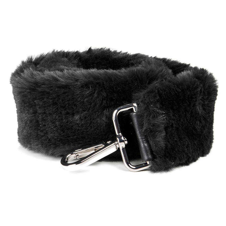 FUR - Tracolla in ecopelliccia e pelle nero