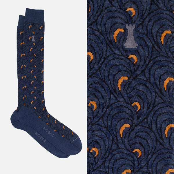Noble Evening Box of 6 Long Socks - Polka Dots, Ribbed, Solid Color &amp; Pattern