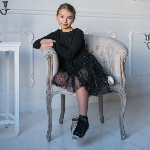 ABITO NERO TULLE POIS