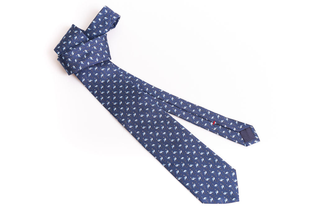 Blue flamingo pure silk tie
