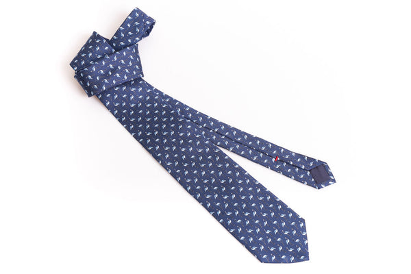Blue flamingo pure silk tie