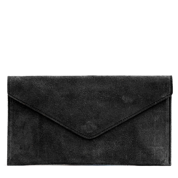 ENVELOPE - Black suede leather postman