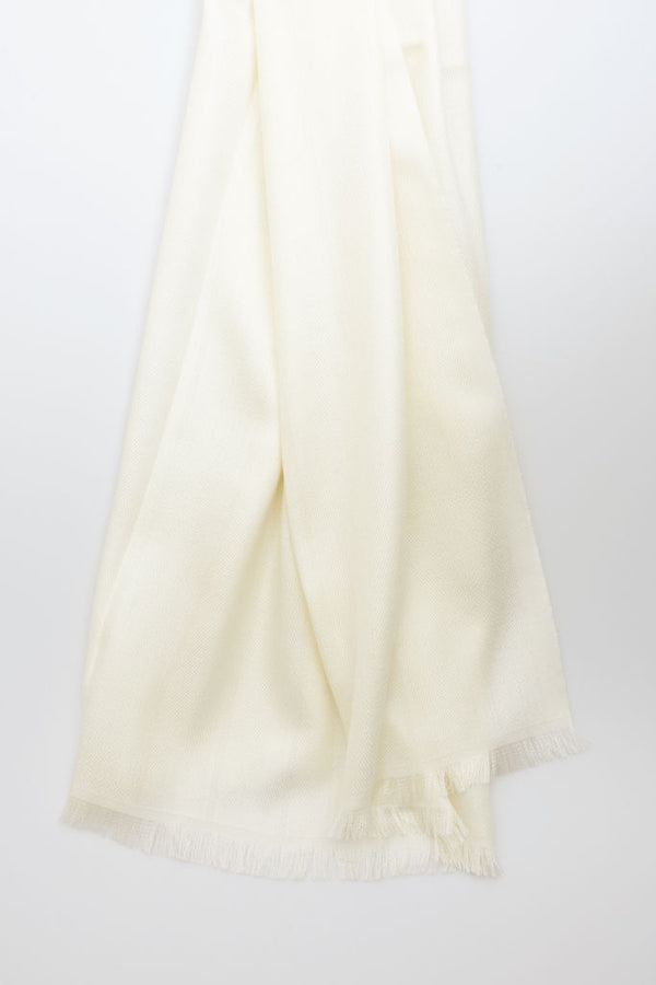White cashmere silk blend scarf