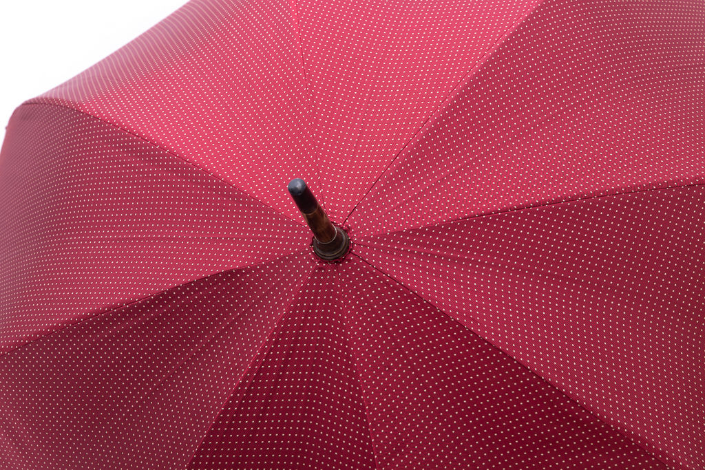 Mario Talarico red polka dot chestnut wood umbrella