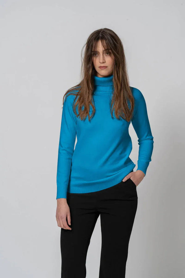 Maglia Basic collo alto azzurra