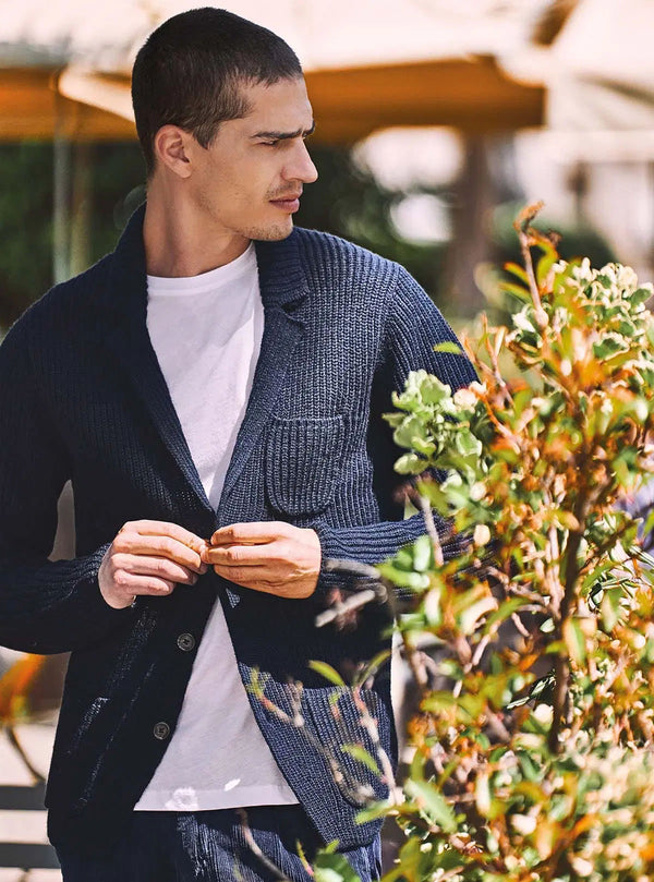 JACKET WITH COB STITCH LAPEL