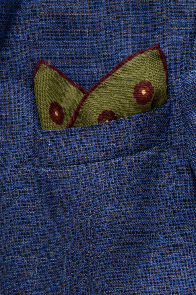 Pochette verde in fantasia pura lana