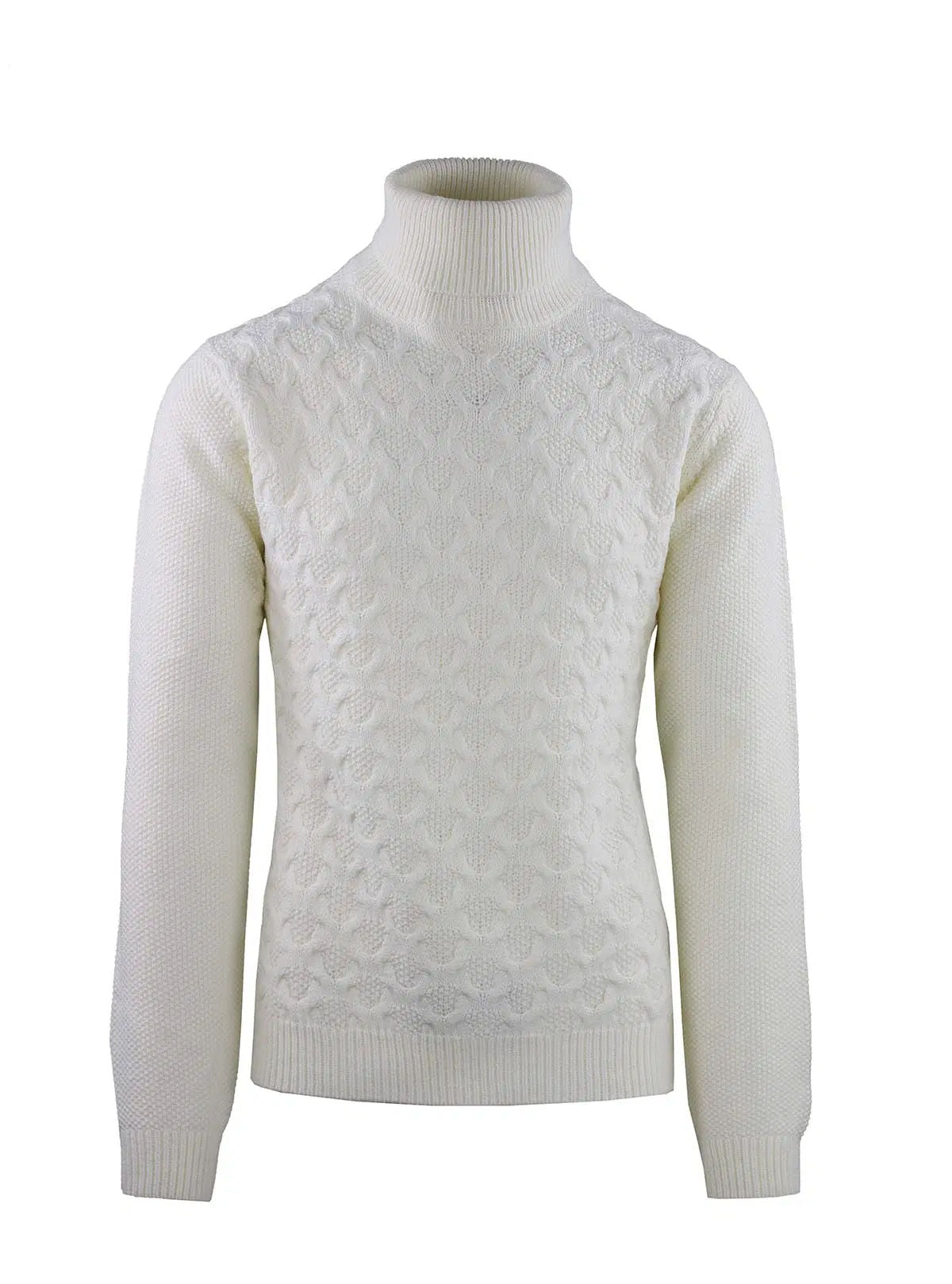 TURTLENECK WITH DOUBLE BRAIDED AND RICE GRAIN WORKMANSHIP