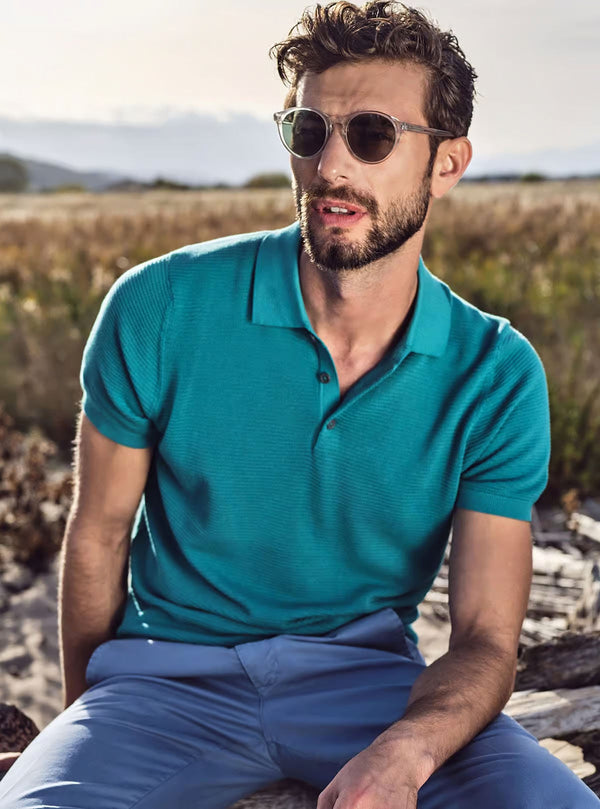 SHORT SLEEVE POLO SHIRT WITH MICRO-WAFER WORKMANSHIP