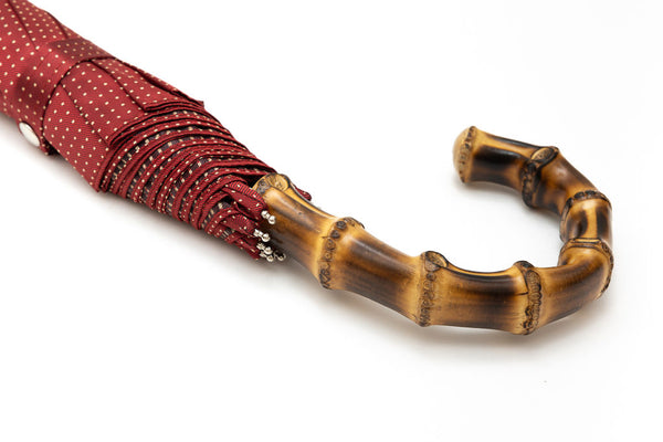 Mario Talarico Folding Umbrella Red Bamboo Handle