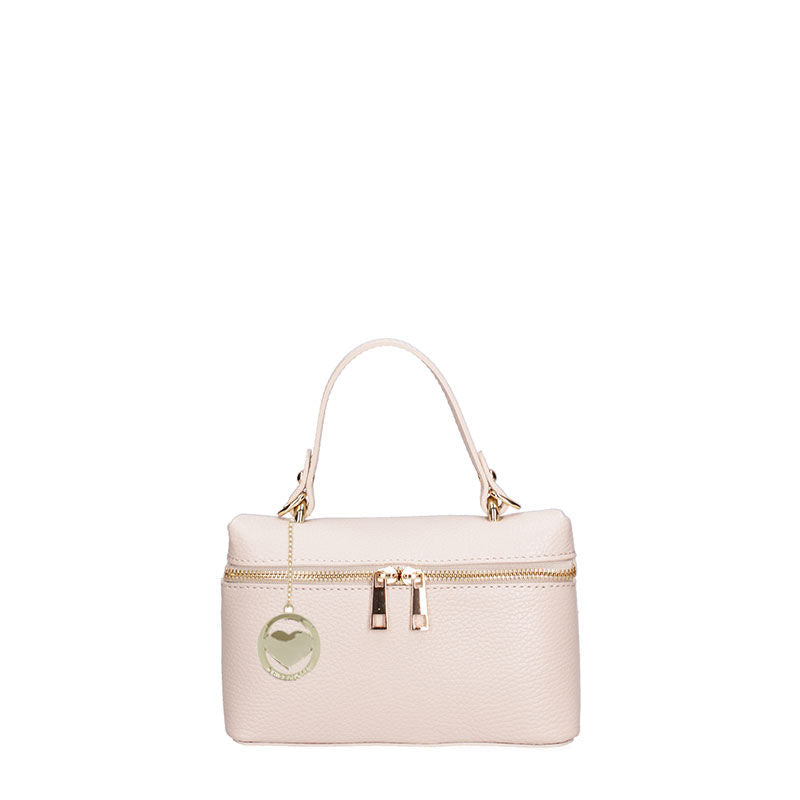 Borsa Clutch piccola da donna in pelle con doppia chiusura zip - 07160.
