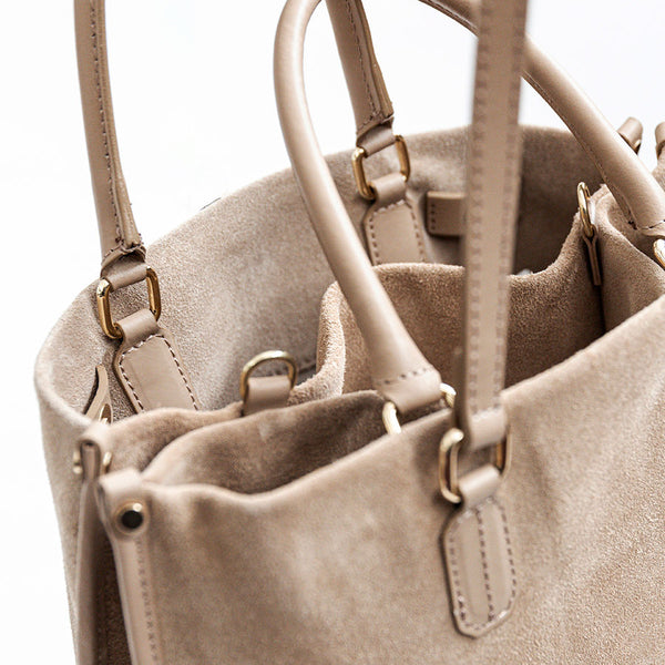 HELO - Maxi sand suede briefcase