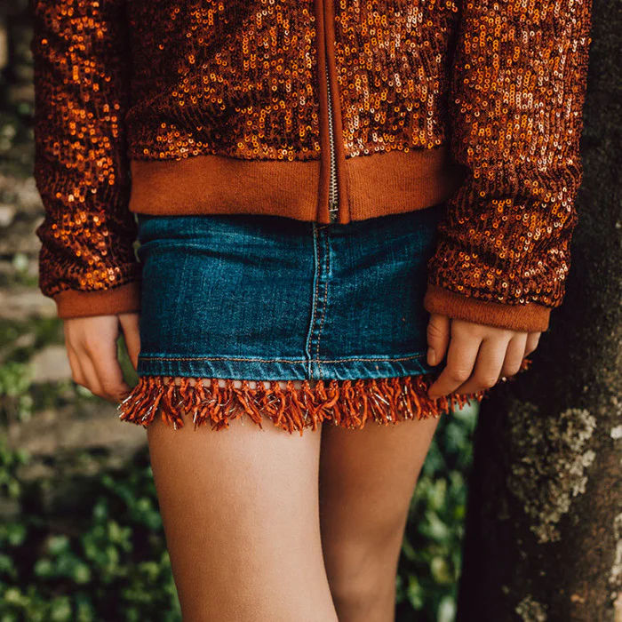 MINIGONNA DENIM DETTAGLIO FRANGE