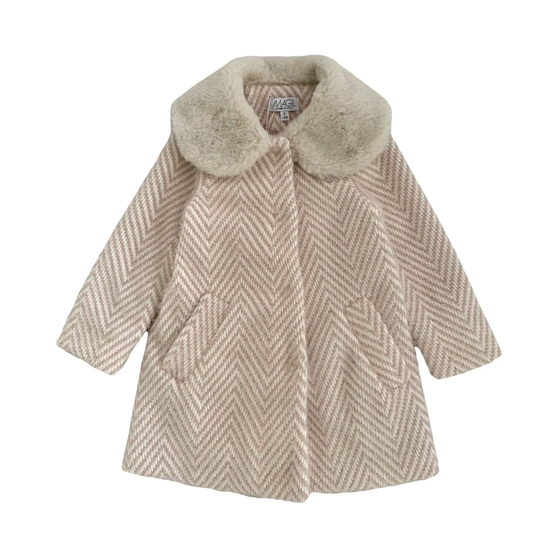 PINK HERRINGBONE COAT