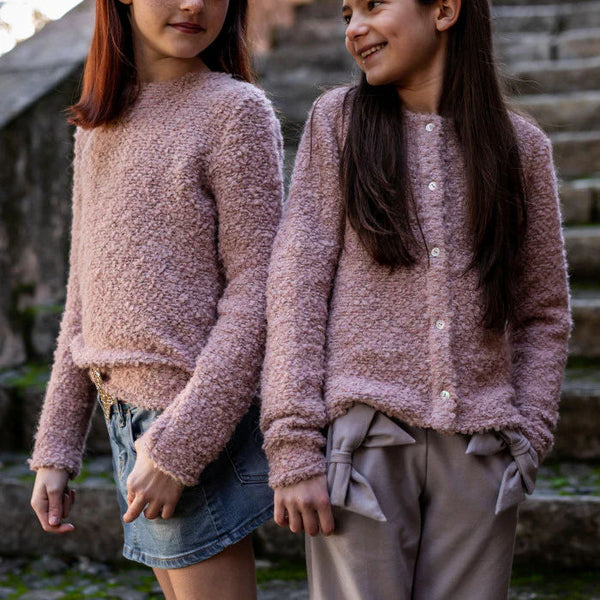 PINK BOUCLE' CARDIGAN