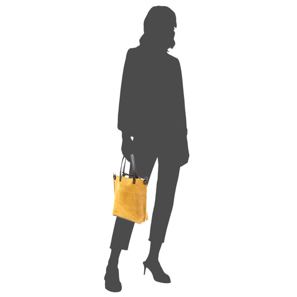 TRUDI - ochre suede and eco sheepskin bag