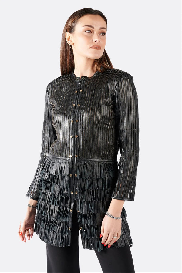 Giacca Frange Borchie e Zip