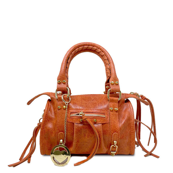 Borsa a mano piccola in pelle spatolata con borchie - Courmayeur K072