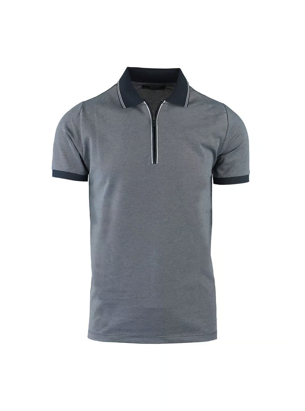 OXFORD PIQUET SHORT SLEEVE POLO WITH ZIP