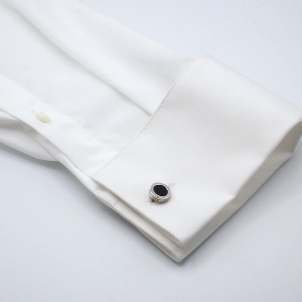 Elegant Black Round Cufflinks