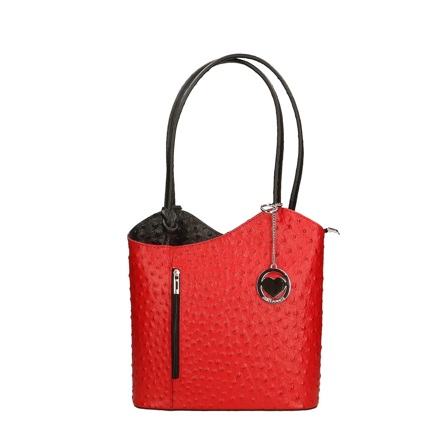 Women's Ostrich Print Leather Shoulder Bag - Cancun 3005. 
