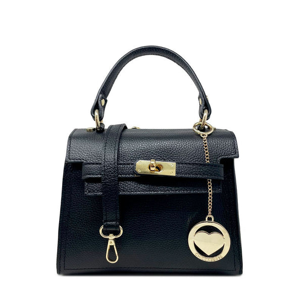 Women's Genuine Leather Handbag with Twist Closure - Roma K065 