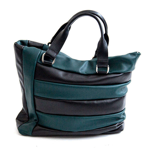 TESSA TOTE - quilted nappa leather bag petrol