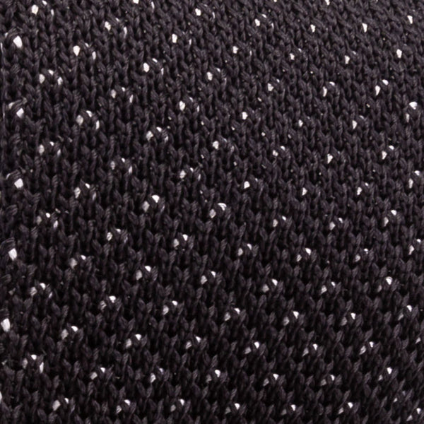 Pure black silk tricot tie