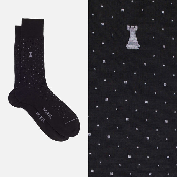 Louis XIV - Black polka dot short sock 