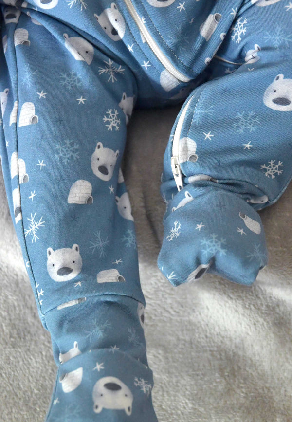 Bamboo Zip Up Romper - Polar Bear - Blue Balloon