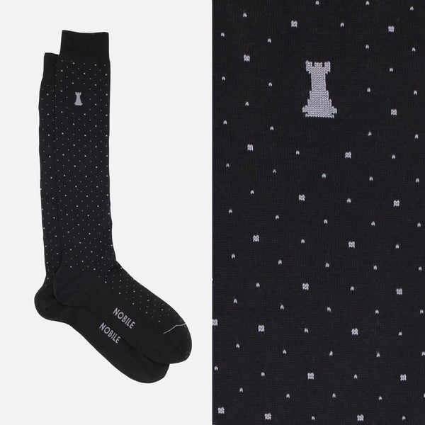Starry Dinner Box of 6 Long Socks - 3x Ribs &amp; 3x Polka Dots