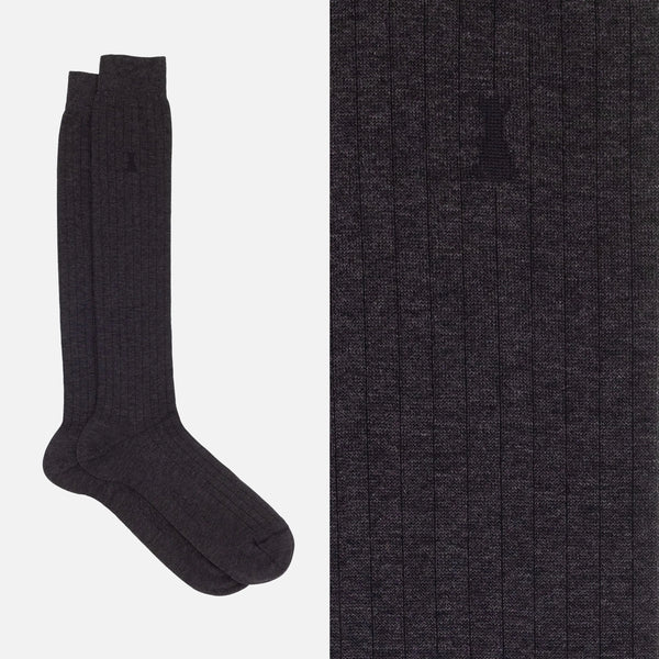 Michelangelo - Finely Ribbed Mèlange Long Sock
